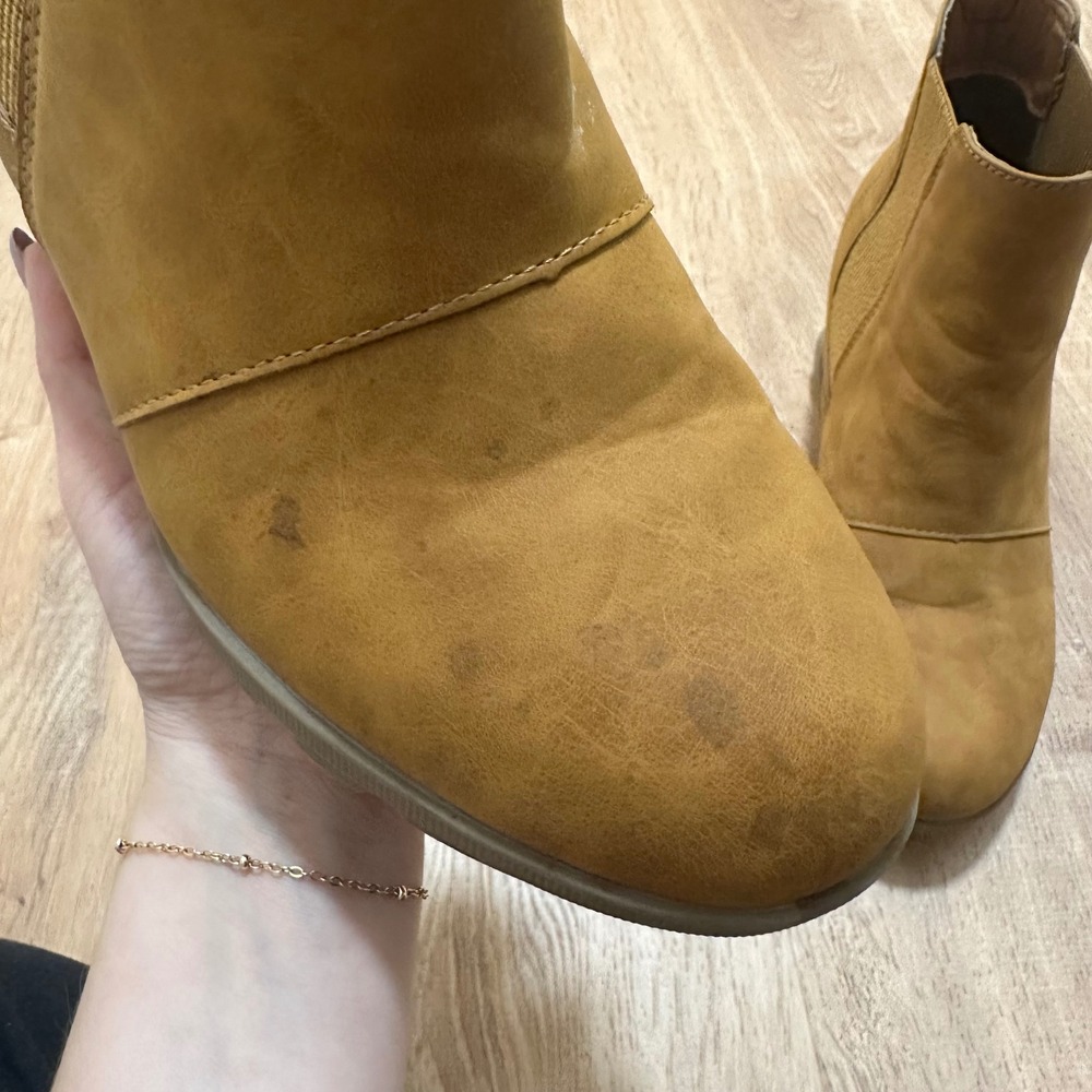 Athlefit | Women's Hidden Wedge Ankle Boots Tan Chelsea Lug Sole Boot Shoe, 9.5 - Picture 4 of 8